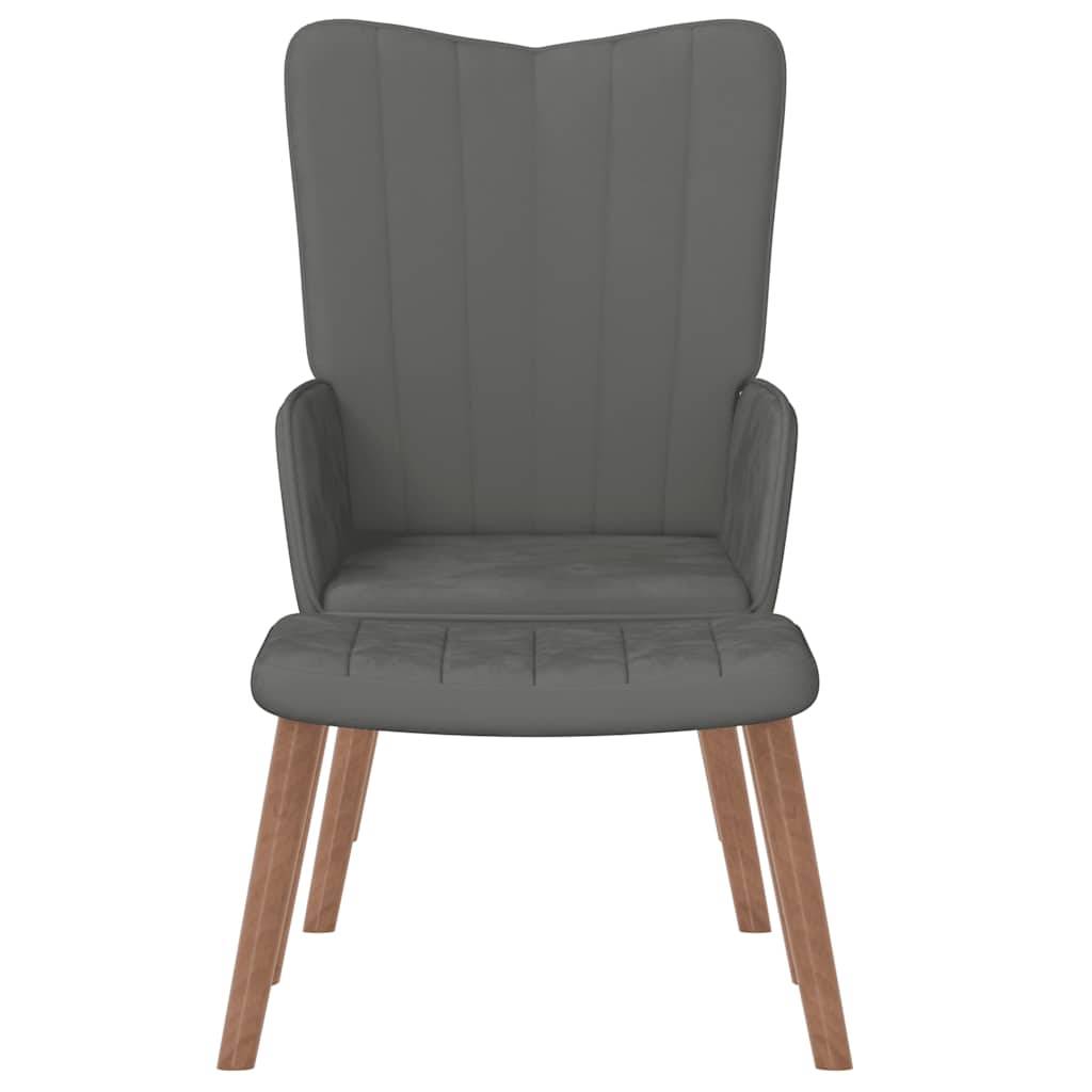 vidaXL Relaxsessel mit Hocker Dunkelgrau Samt