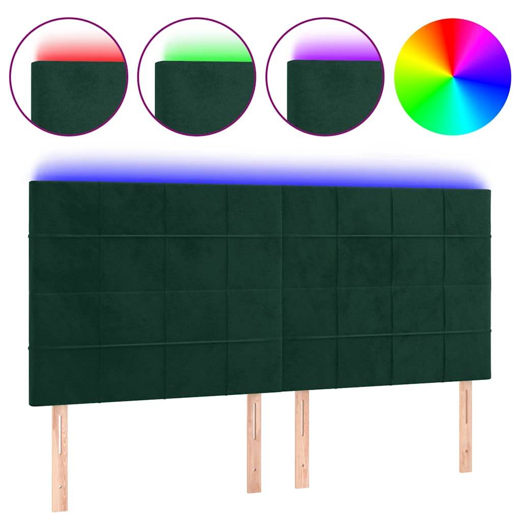 vidaXL LED Kopfteil Dunkelgrün 180x5x118/128 cm Samt