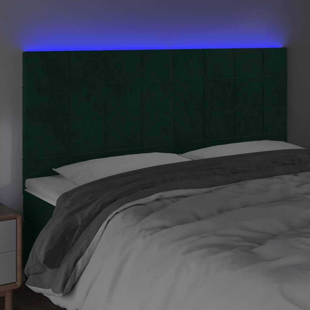 vidaXL LED Kopfteil Dunkelgrün 180x5x118/128 cm Samt