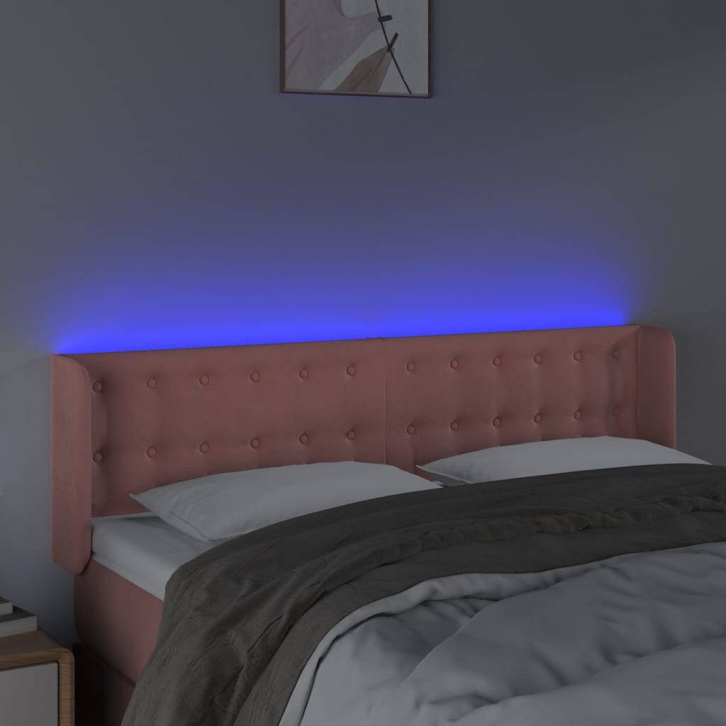 vidaXL LED Kopfteil Rosa 147x16x78/88 cm Samt