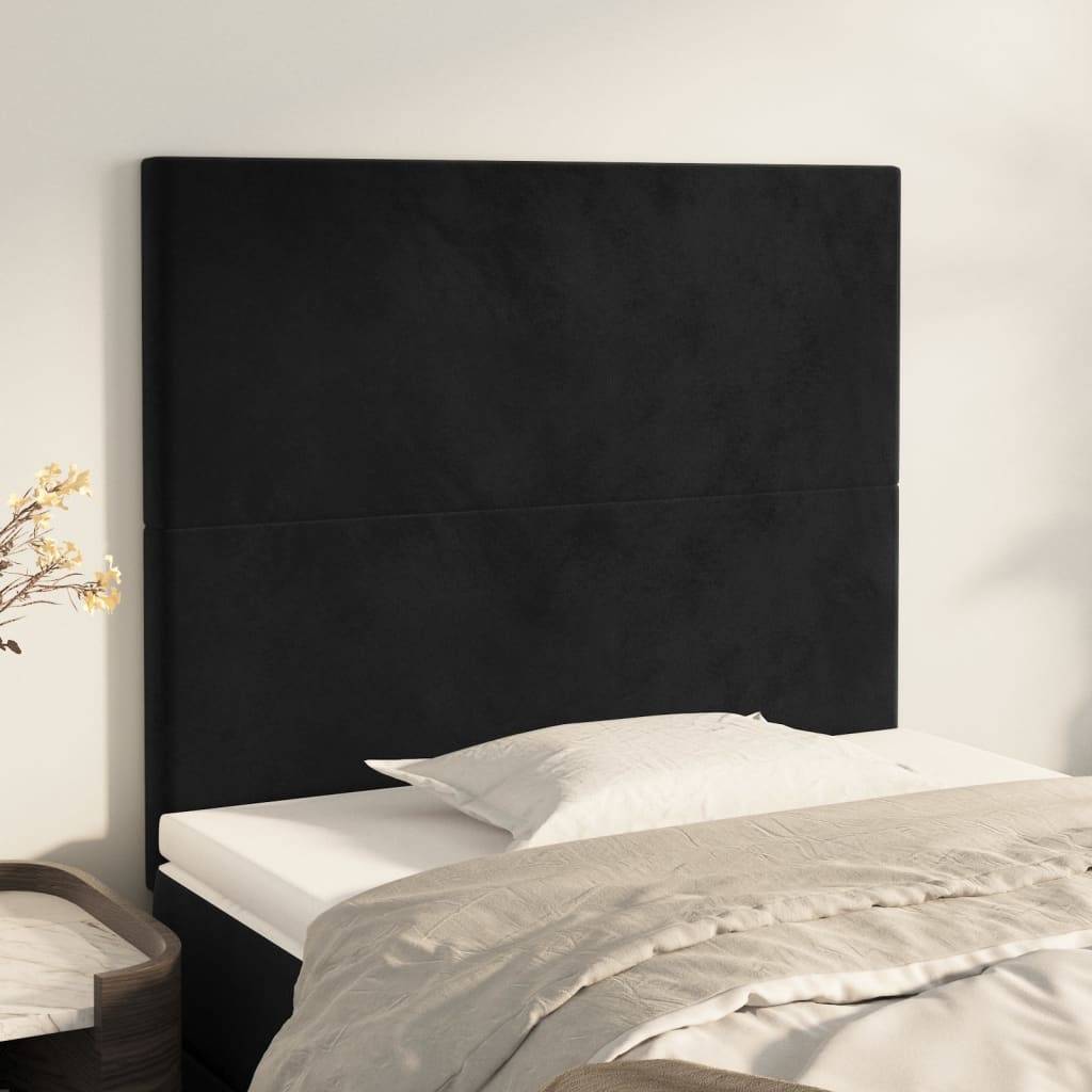 vidaXL Kopfteile 2 Stk. Schwarz 90x5x78/88 cm Samt