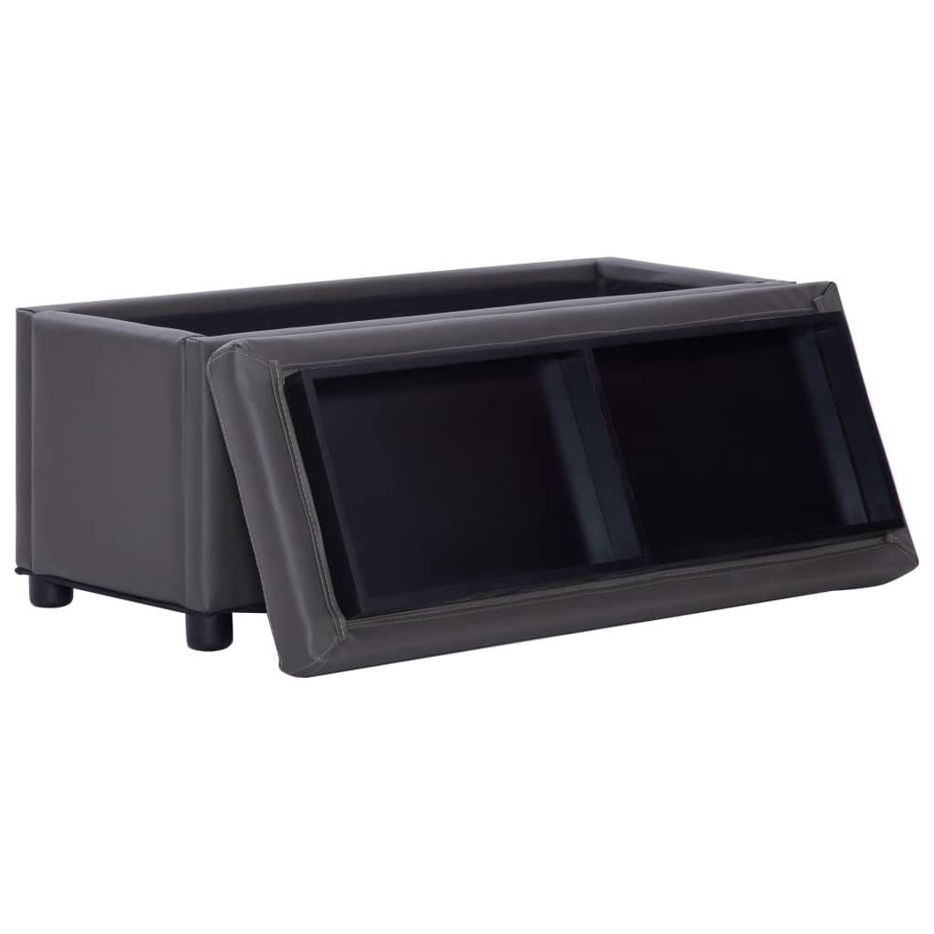 vidaXL Ottoman mit Stauraum 87,5 cm Grau Kunstleder