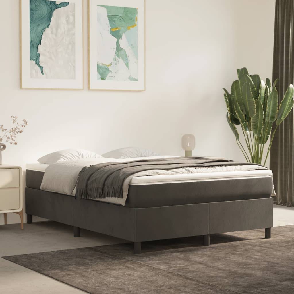 vidaXL Bettgestell ohne Matratze Dunkelgrau 140x200 cm Samt