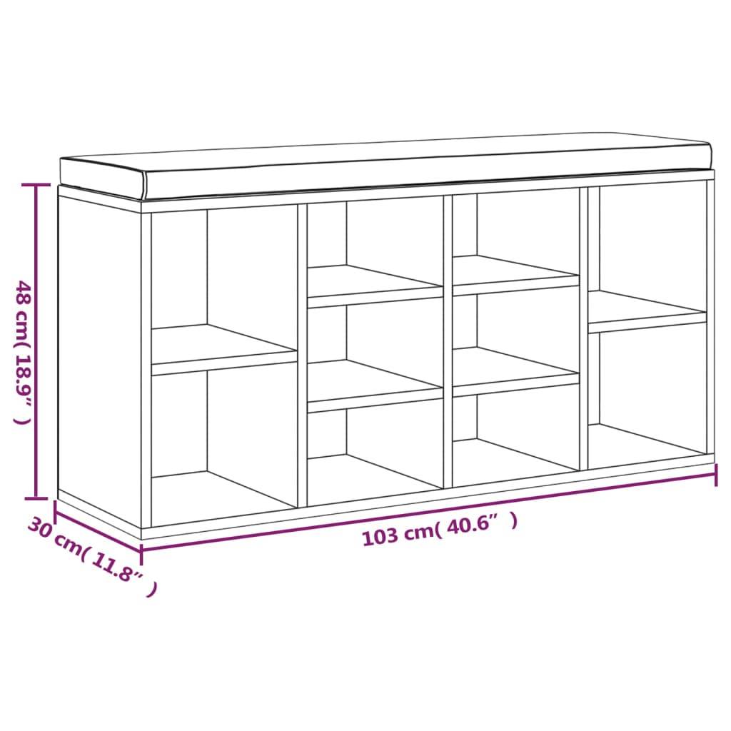 vidaXL Schuhbank Räuchereiche 103x30x48 cm Holzwerkstoff