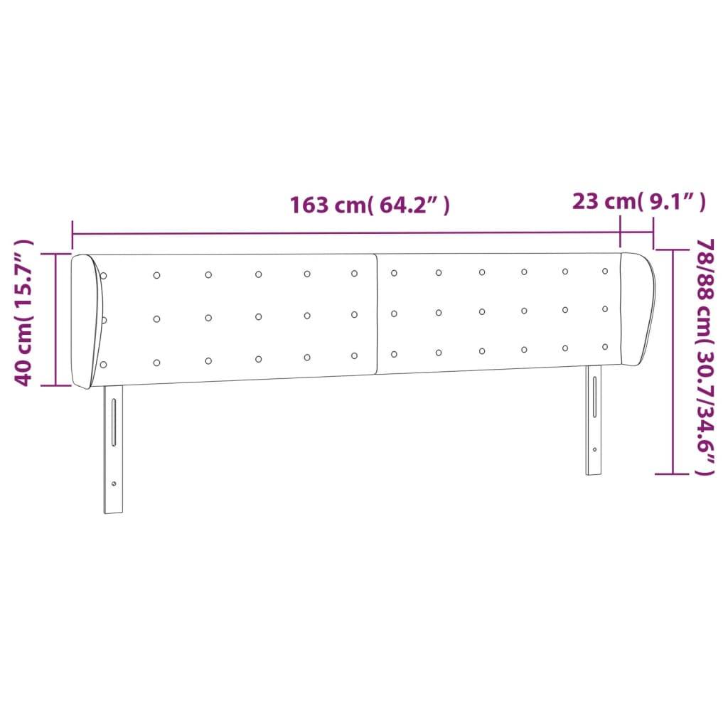 vidaXL Kopfteil mit Ohren Schwarz 163x23x78/88 cm Samt