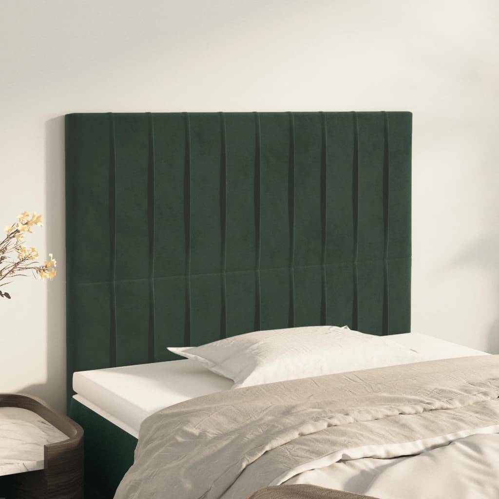 vidaXL Kopfteile 2 Stk. Dunkelgrün 90x5x78/88 cm Samt