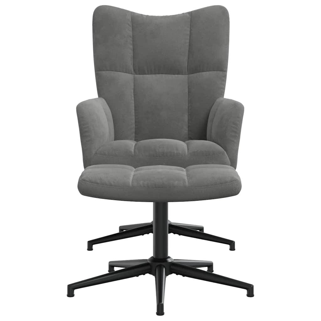 vidaXL Relaxsessel mit Hocker Dunkelgrau Samt