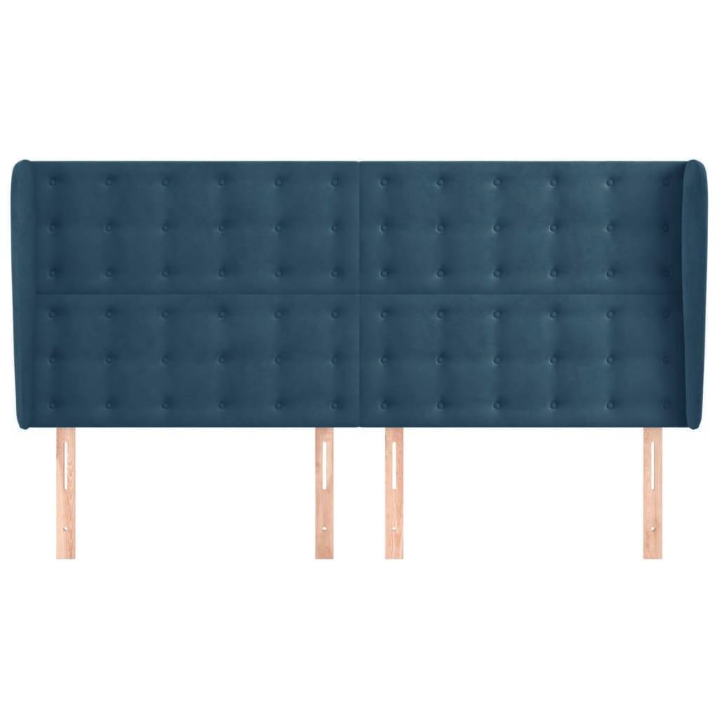 vidaXL Kopfteil mit Ohren Dunkelblau 183x23x118/128 cm Samt