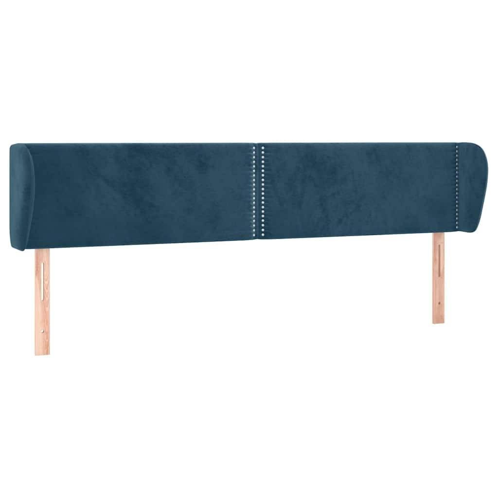 vidaXL Kopfteil mit Ohren Dunkelblau 163x23x78/88 cm Samt