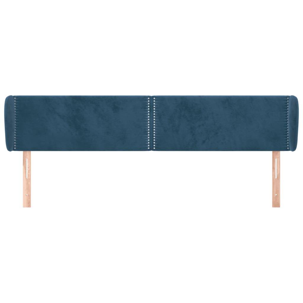vidaXL Kopfteil mit Ohren Dunkelblau 163x23x78/88 cm Samt