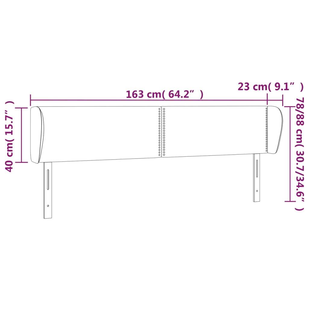 vidaXL Kopfteil mit Ohren Dunkelblau 163x23x78/88 cm Samt