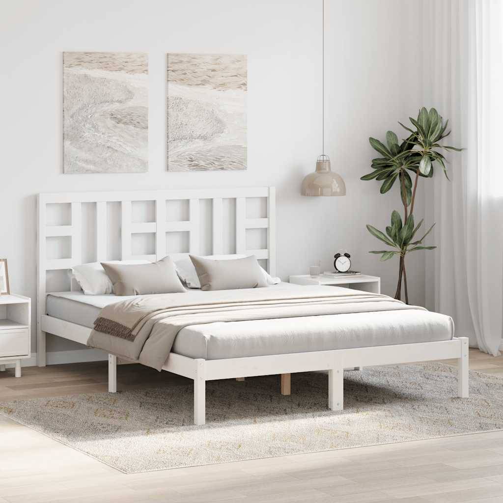 vidaXL Massivholzbett Weiß 150x200 cm