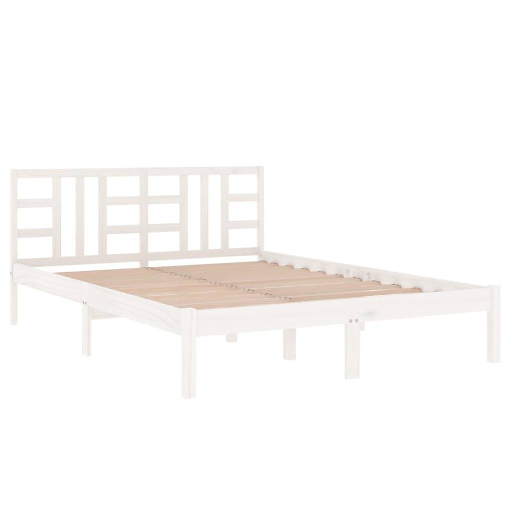 vidaXL Massivholzbett Weiß 150x200 cm