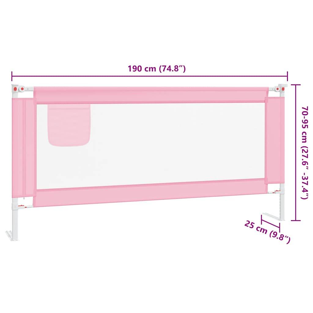 vidaXL Kleinkind-Bettschutzgitter Rosa 190x25 cm Stoff