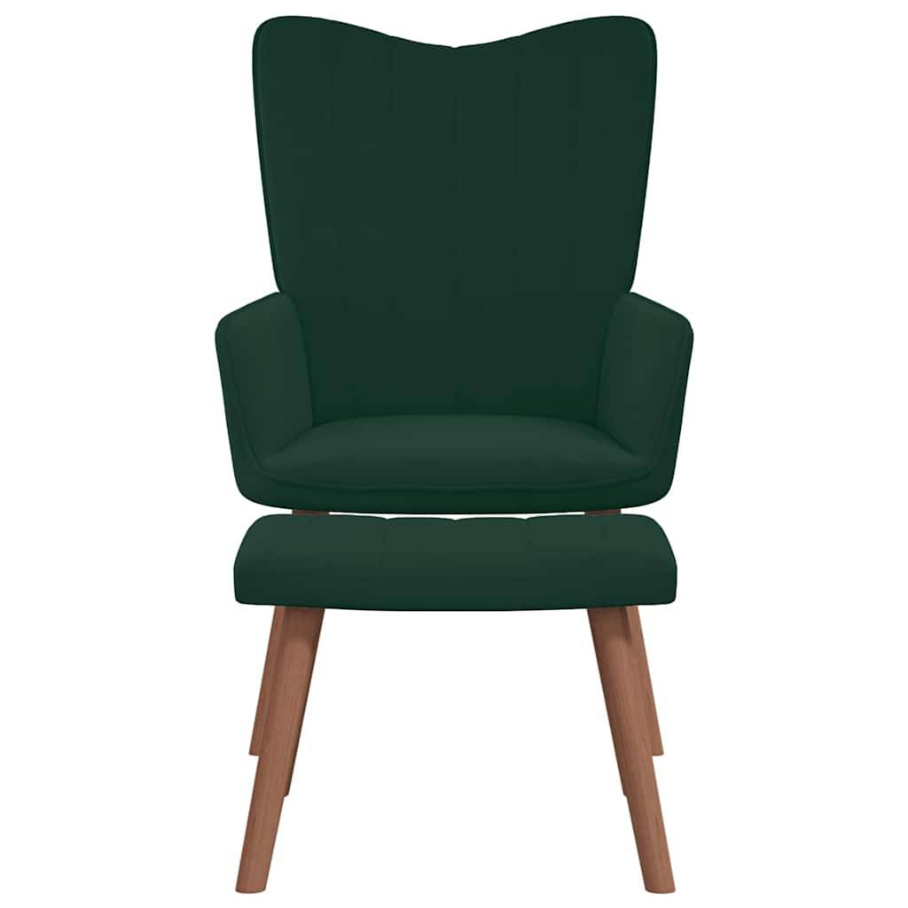 vidaXL Relaxsessel mit Hocker Dunkelgrün Samt