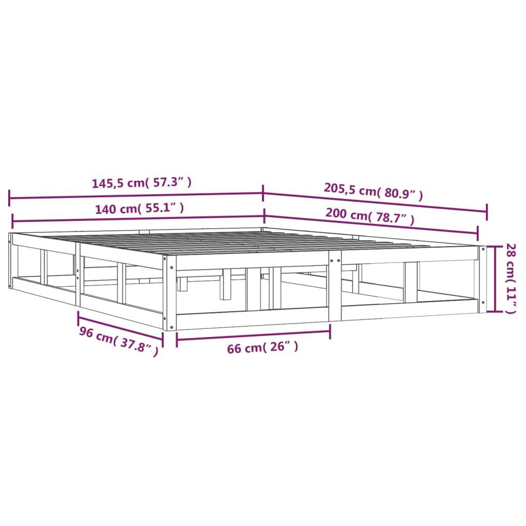vidaXL Massivholzbett 140x200 cm