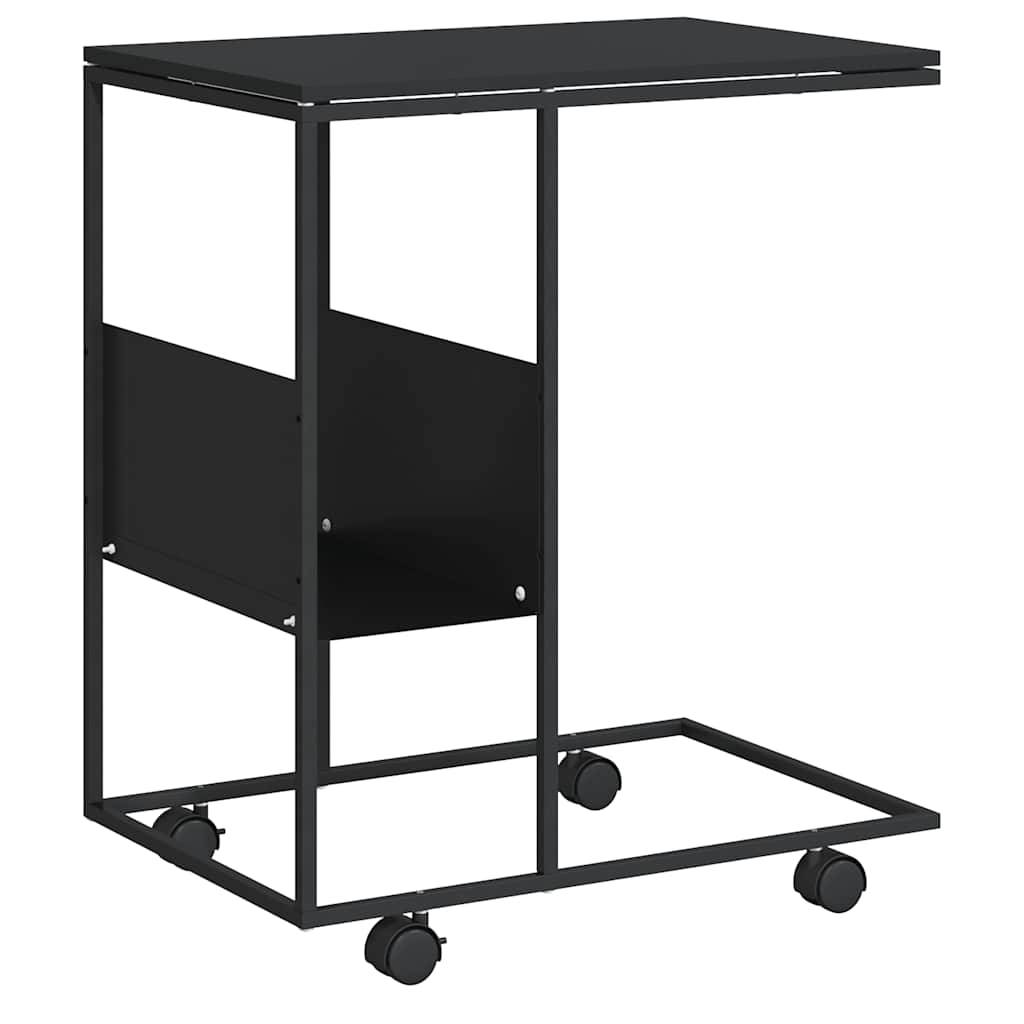 vidaXL Beistelltisch mit Rollen Schwarz 55x36x63,5 cm Holzwerkstoff