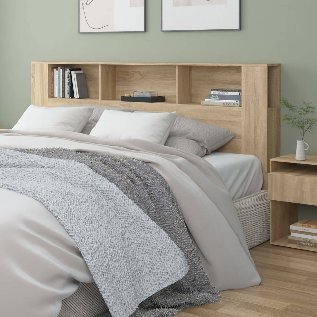 vidaXL Kopfteil mit Ablagen Sonoma-Eiche 200x18,5x104,5 cm
