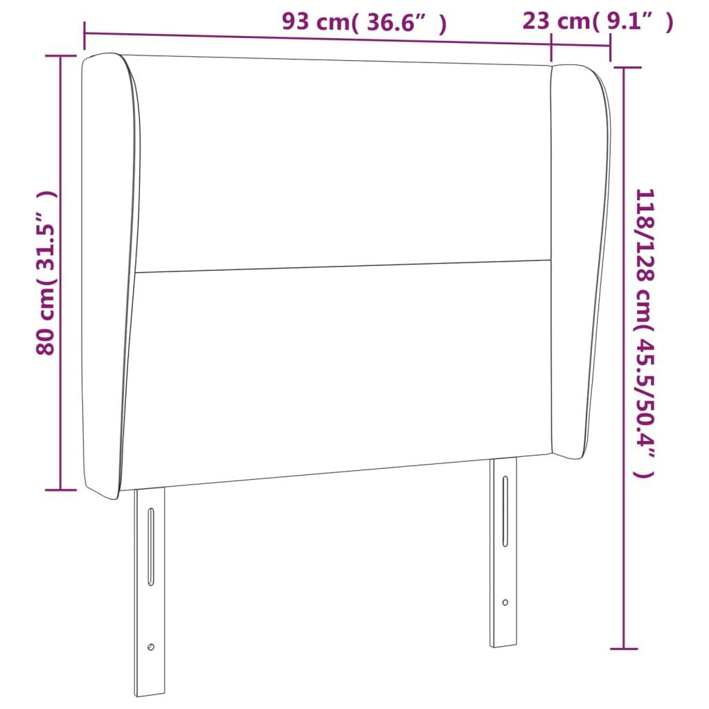 vidaXL Kopfteil mit Ohren Schwarz 93x23x118/128 cm Samt