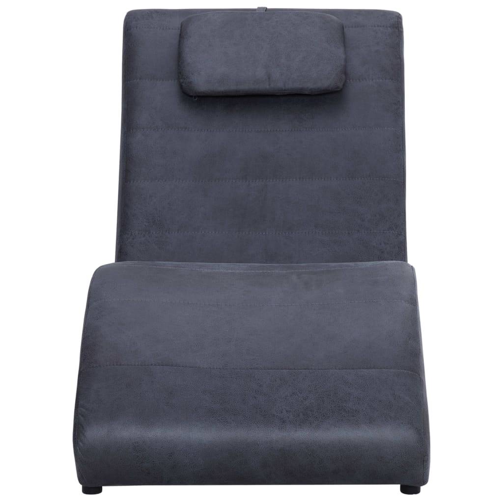 vidaXL Chaiselongue mit Kissen Grau Wildleder-Optik