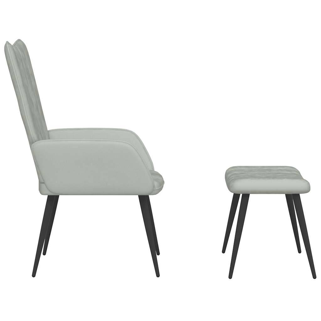 vidaXL Relaxsessel mit Hocker Hellgrau Samt