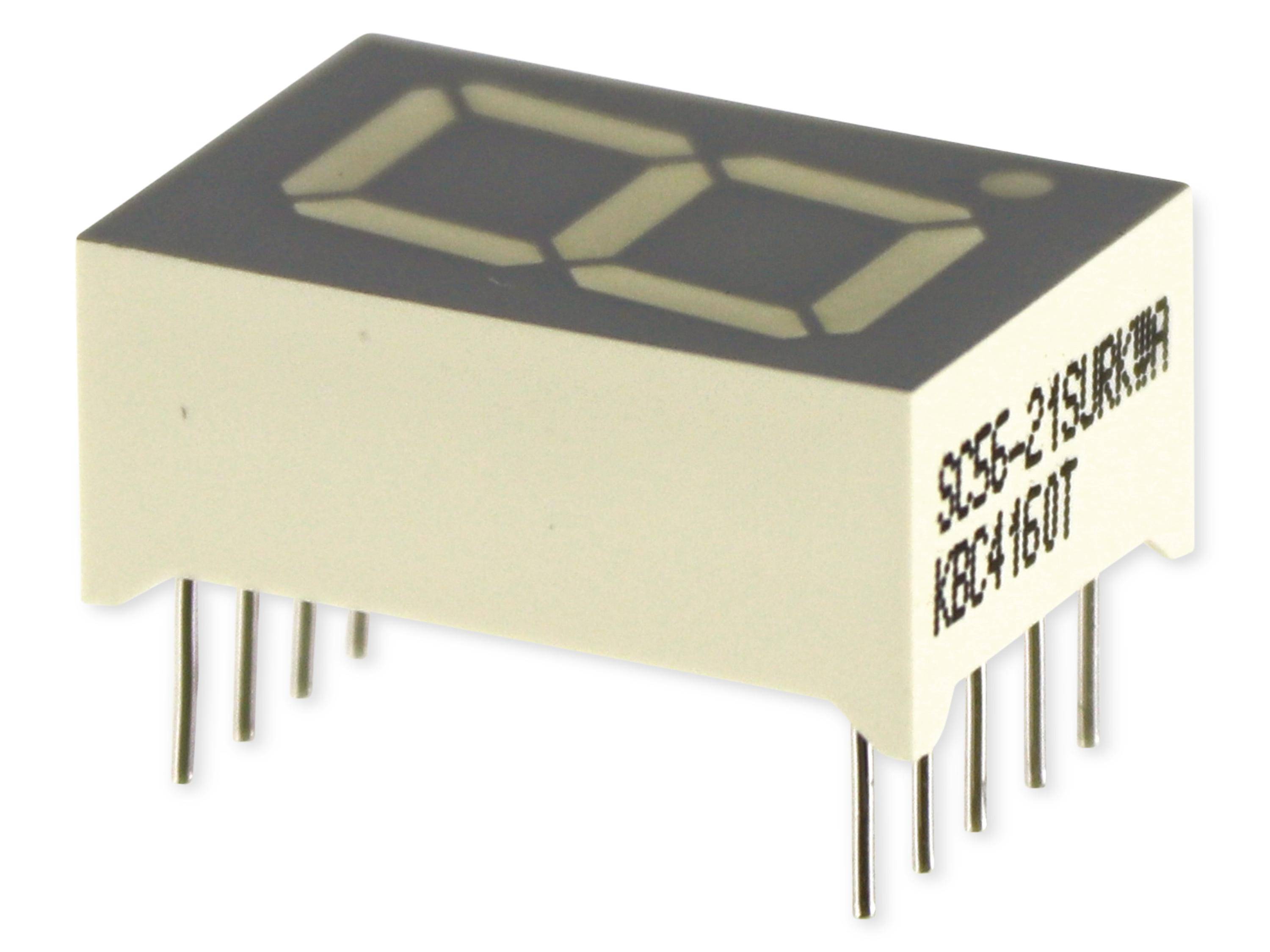 KINGBRIGHT 7-Segment, SC56-21SURKWA, Rot, 97 mcd, 630 nm, 19.05 x 12.7 x 8mm