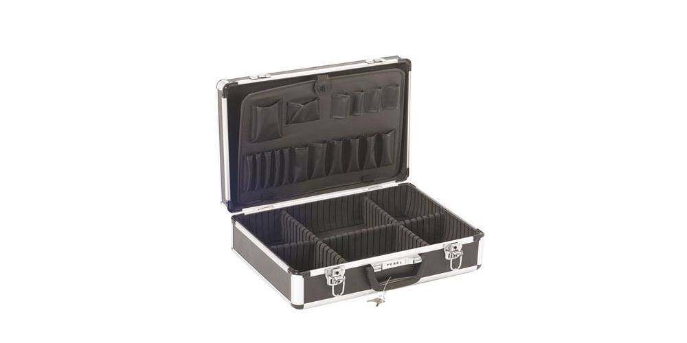 Perel Aluminium-Werkzeugkoffer - 455 x 330 x 152 mm - 22,8 L - Schwarz