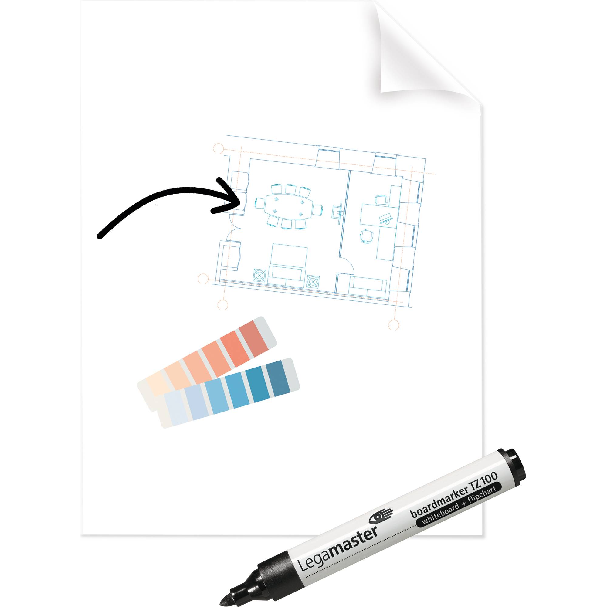 Magic-Chart Folie B600xH800mm Clearboard Folie blanko