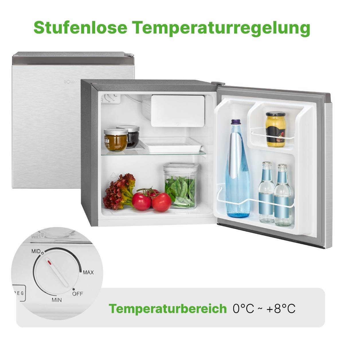Bomann KB 7245 ix-look Minikühlschrank/Partykühler EEK: E (A - G) Kompressor 240 V Inox 45 l