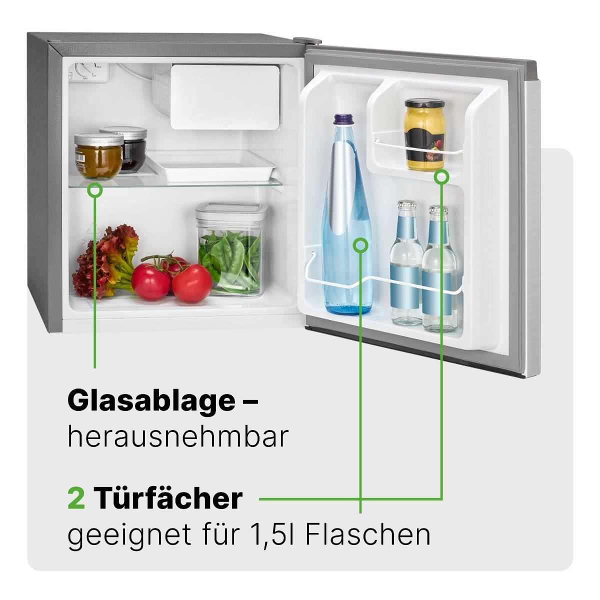 Bomann KB 7245 ix-look Minikühlschrank/Partykühler EEK: E (A - G) Kompressor 240 V Inox 45 l