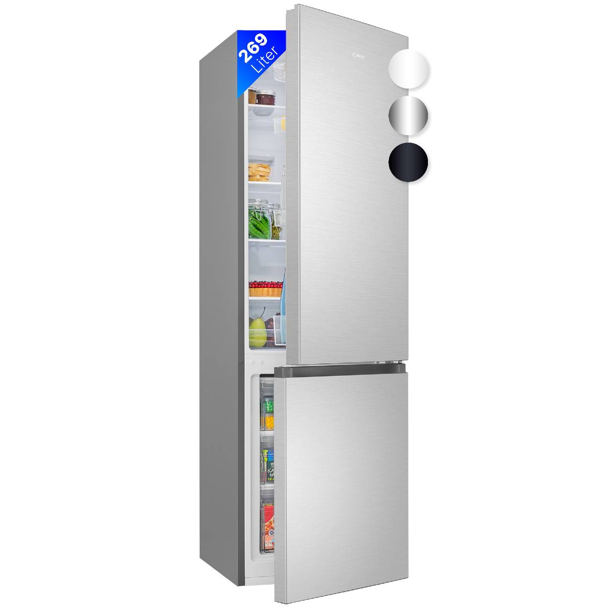 Bomann Kühl-/Gefrierkombination KG 184.1 Edelstahl-Optik, 269 L