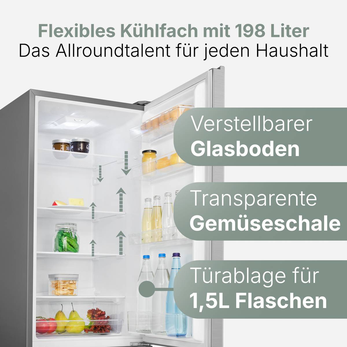 Bomann Kühl-/Gefrierkombination KG 184.2 Edelstahl-Optik, 269 L