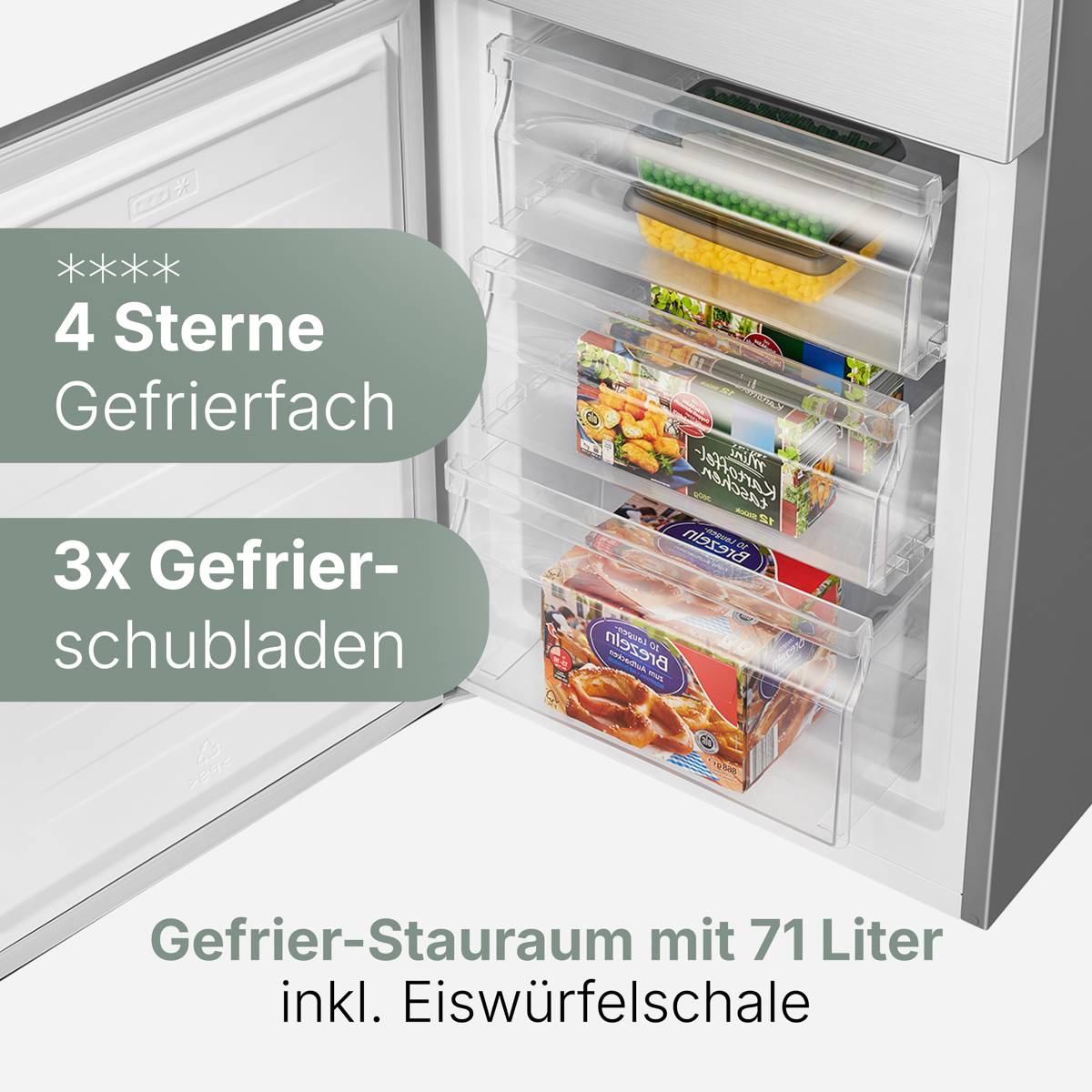 Bomann Kühl-/Gefrierkombination KG 184.2 Edelstahl-Optik, 269 L