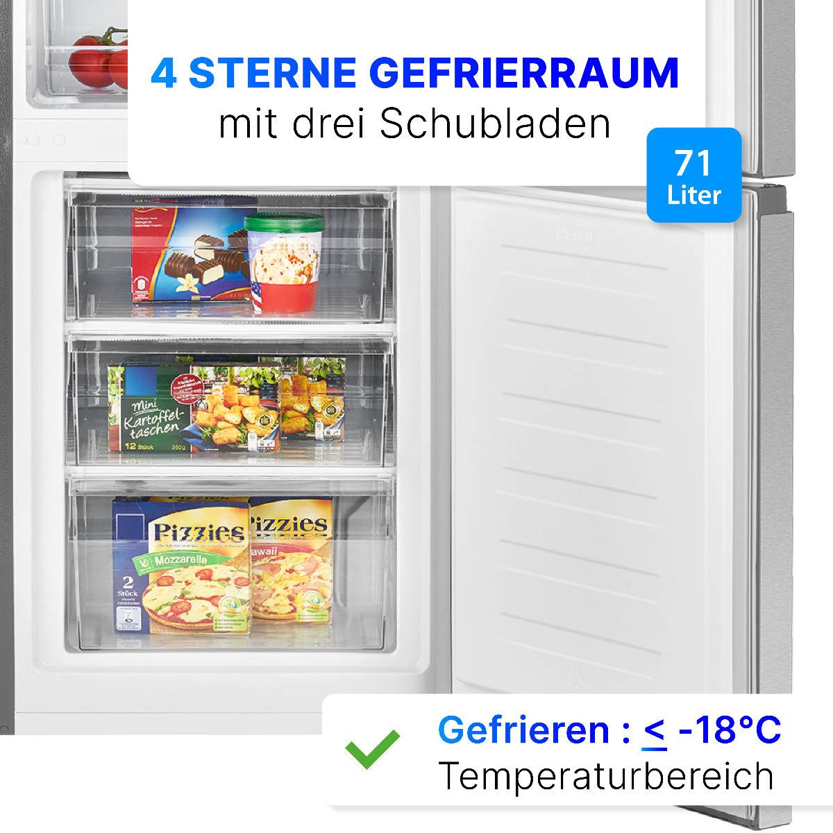 Bomann Kühl-/Gefrierkombination KG 184.1 Edelstahl-Optik, 269 L