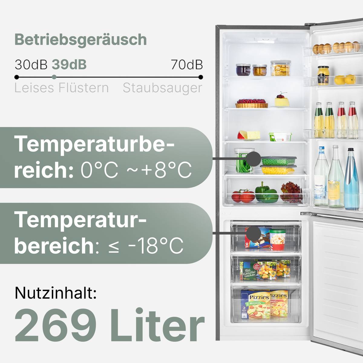 Bomann Kühl-/Gefrierkombination KG 184.2 Edelstahl-Optik, 269 L