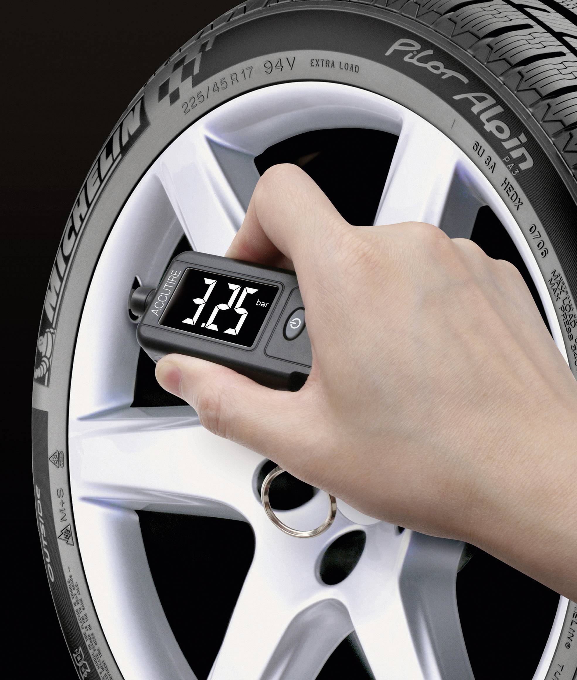 Accutire MS 49 Reifendruckprüfer, Reifenprofilmesser digital Messbereich Luftdruck 0.35 - 6.8 bar Messbereich Tiefe 15 mm (max)