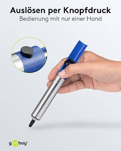 Goobay 51204 Entlötpumpe zum Entlöten & Lötabsaugung antistatische Lötpumpe Entlötsaugpumpe als Lötzinn Entferner Pumpe