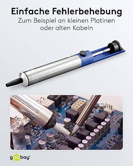 Goobay 51204 Entlötpumpe zum Entlöten & Lötabsaugung antistatische Lötpumpe Entlötsaugpumpe als Lötzinn Entferner Pumpe