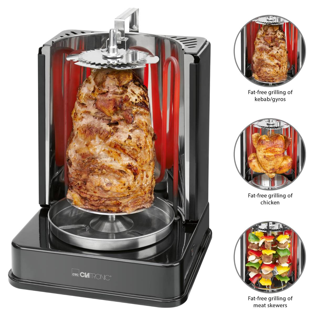 CLATRONIC Döner-Vertikalmultigrill DVG 3686, schwarz