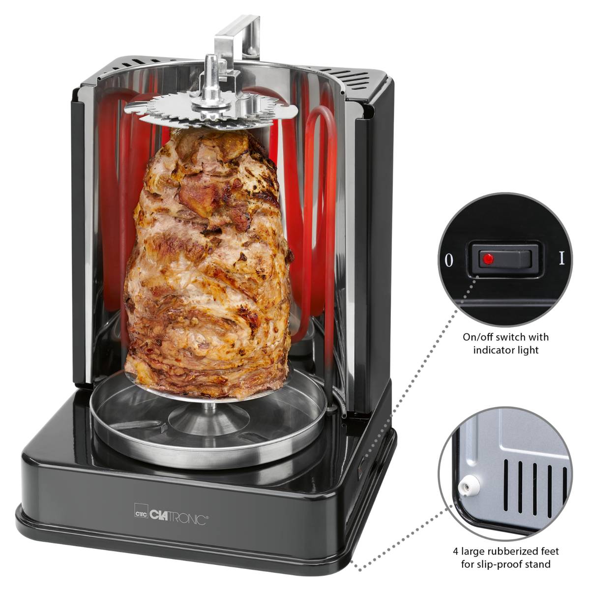 CLATRONIC Döner-Vertikalmultigrill DVG 3686, schwarz