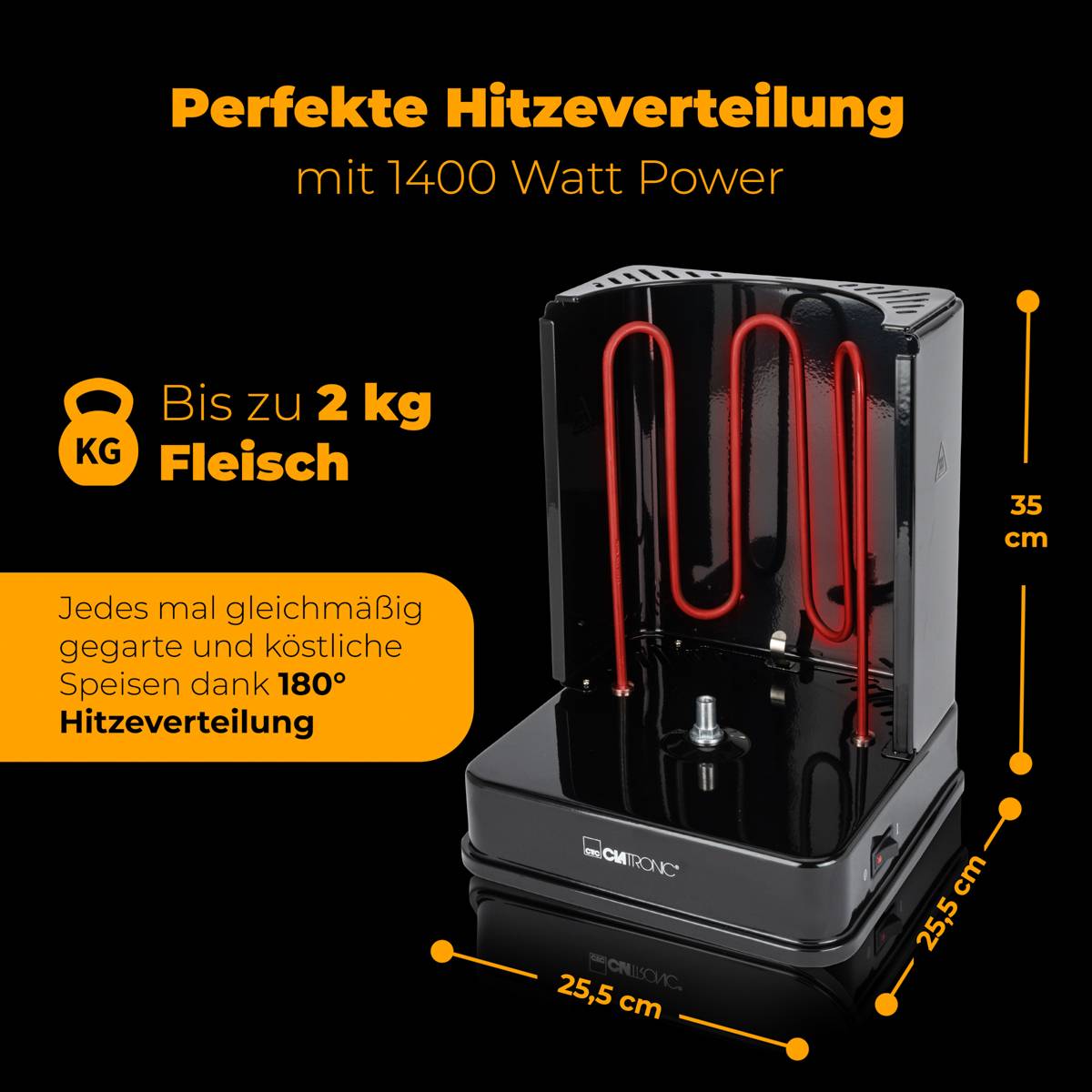 CLATRONIC Döner-Vertikalmultigrill DVG 3686, schwarz