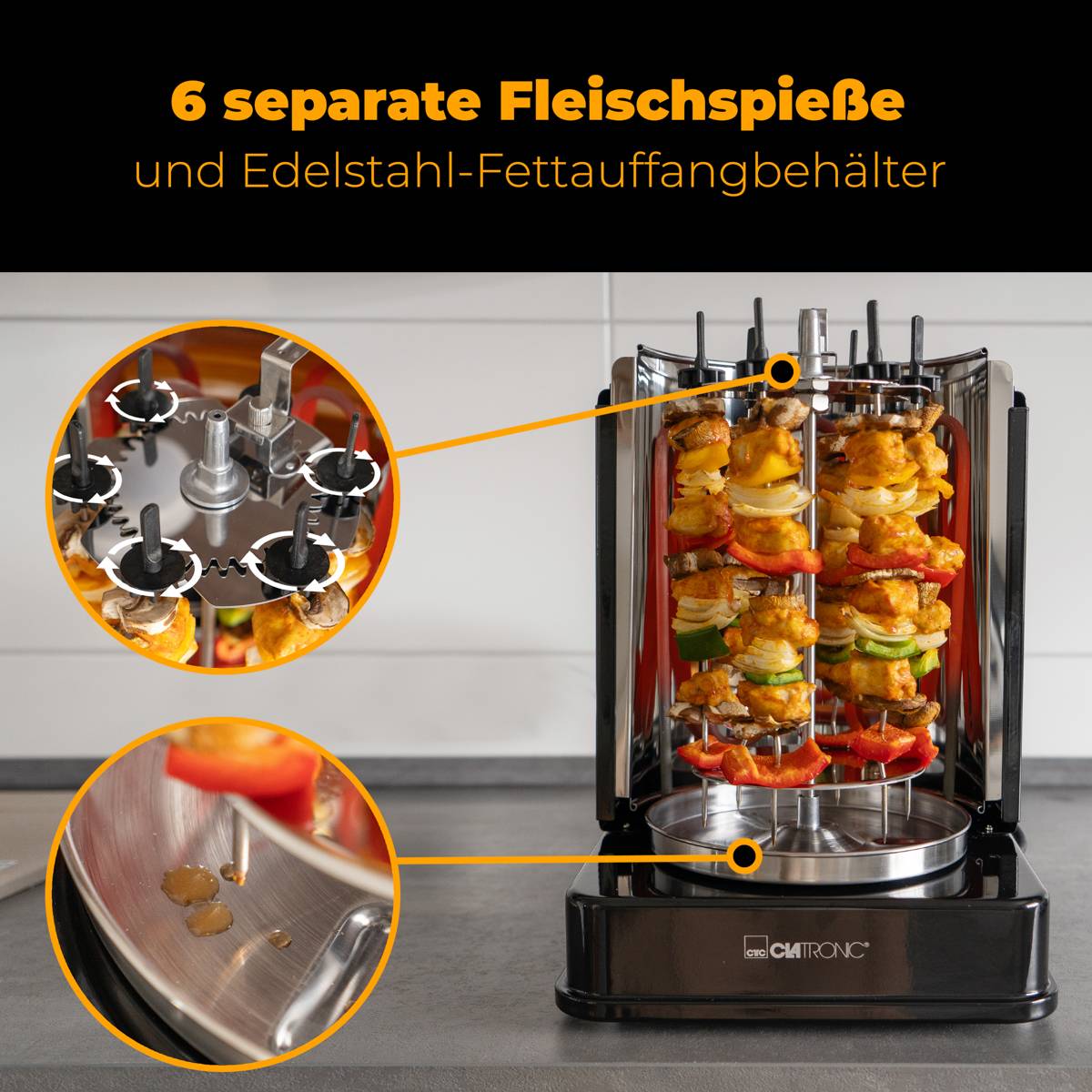 CLATRONIC Döner-Vertikalmultigrill DVG 3686, schwarz