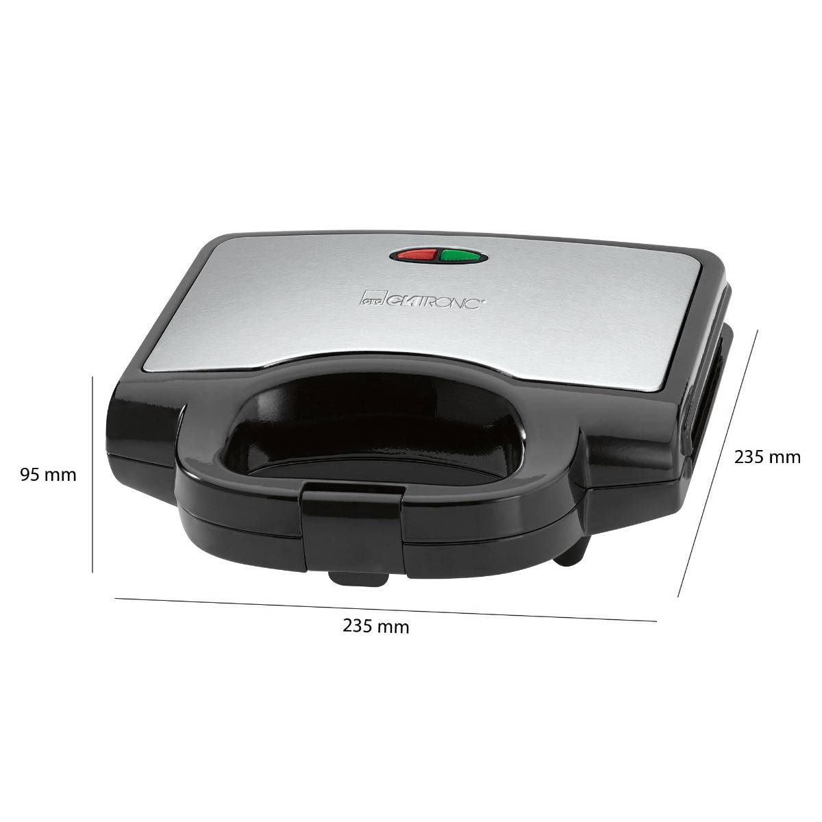 Clatronic ST 3778 Sandwich-Toaster Antihaftbeschichtung Edelstahl, Schwarz