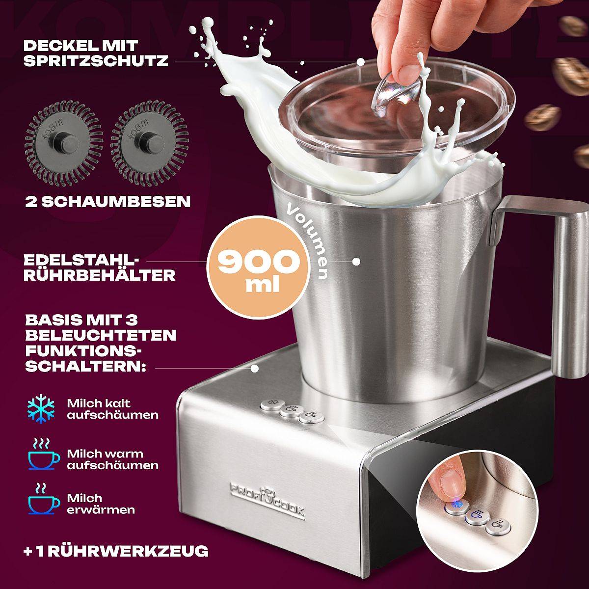 ProfiCook PC-MS 1032 Milchaufschäumer silber
