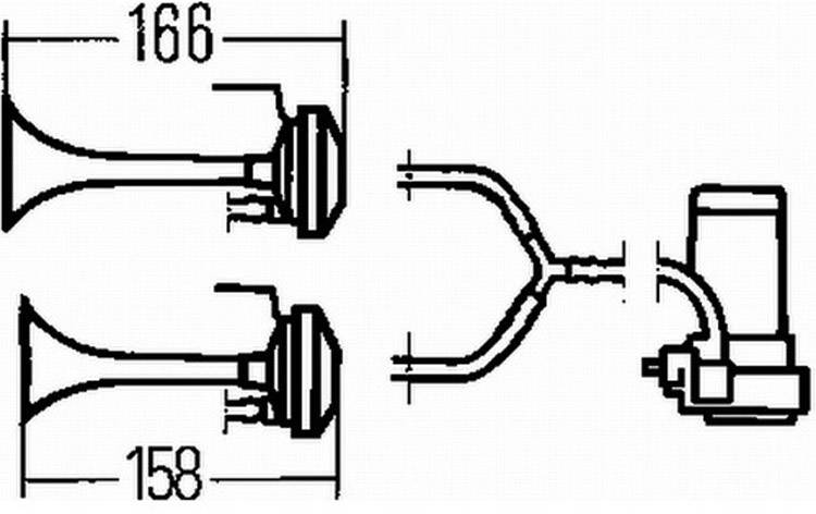 Hella 3PB 003 001-661 2-Klang Kompressorfanfare 24 V