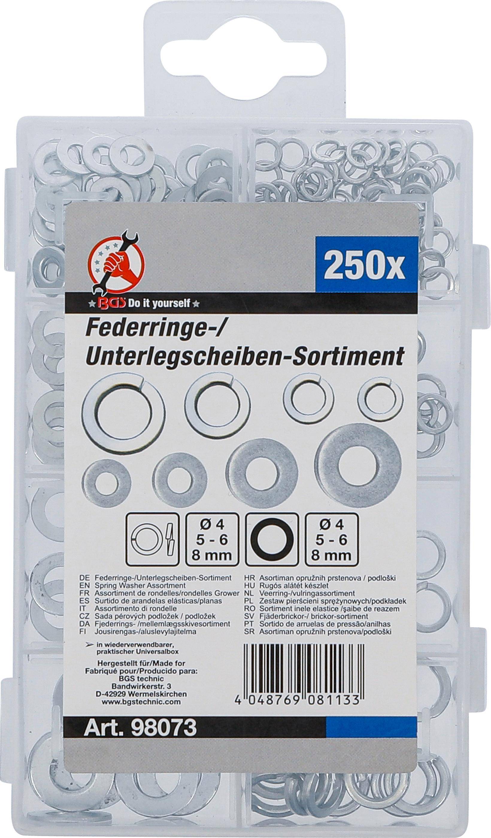 BGS Diy Federringe- / Unterlegscheiben-Sortiment | Ø 4 - 8 mm |