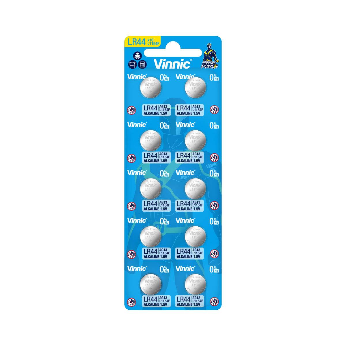 Alkaline Button Cell Batteries LR44 AG13 L1154F 10 Pack - Batterie - LR 44/V13GA