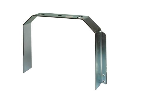 Metallwinkelhalterung mit symmetrischem Design, rechteckiger Form. Eignet sich zur Unterstützung oder Befestigung von Strukturen.