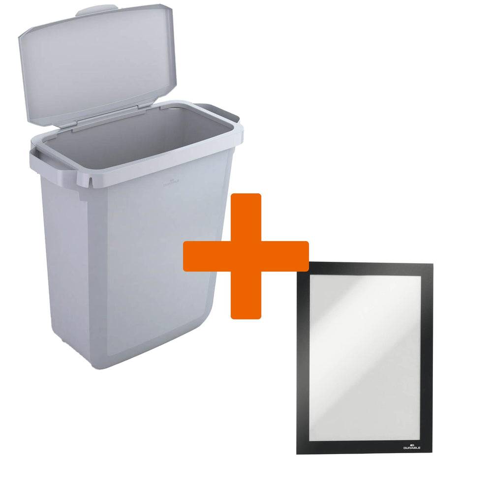 DURABLE Abfalleimer DURABIN 60 VEH2023008 Klappdeckel gr +Rahmen