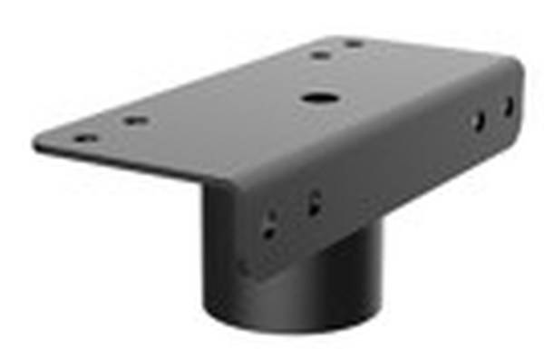 Ein schwarzes Metallbeschlagteil mit mehreren Bohrungen, zur Befestigung oder Verbindung in einer technischen oder handwerklichen Anwendung geeignet.